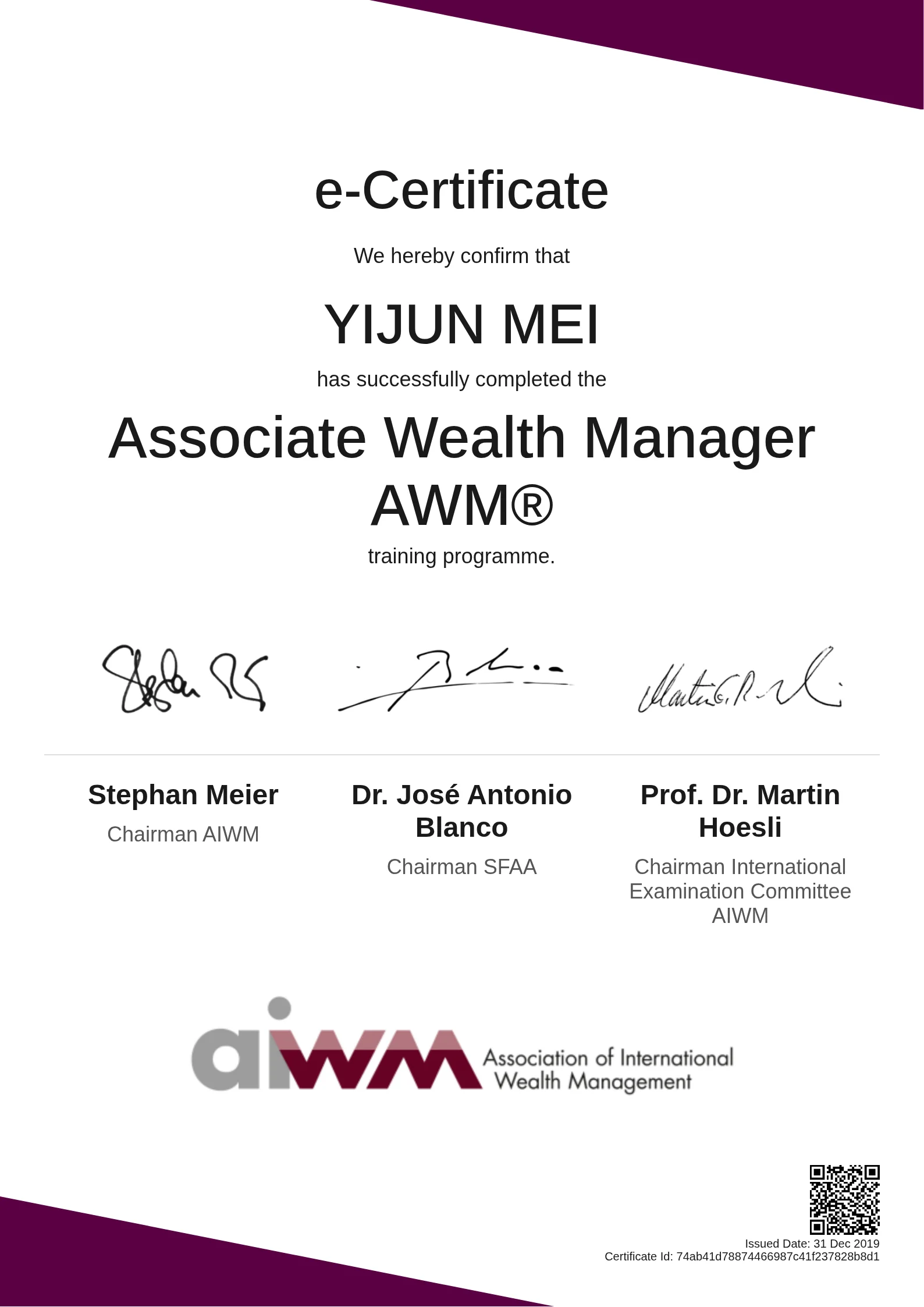 YIJUN MEI | Associate Wealth Manager AWM®