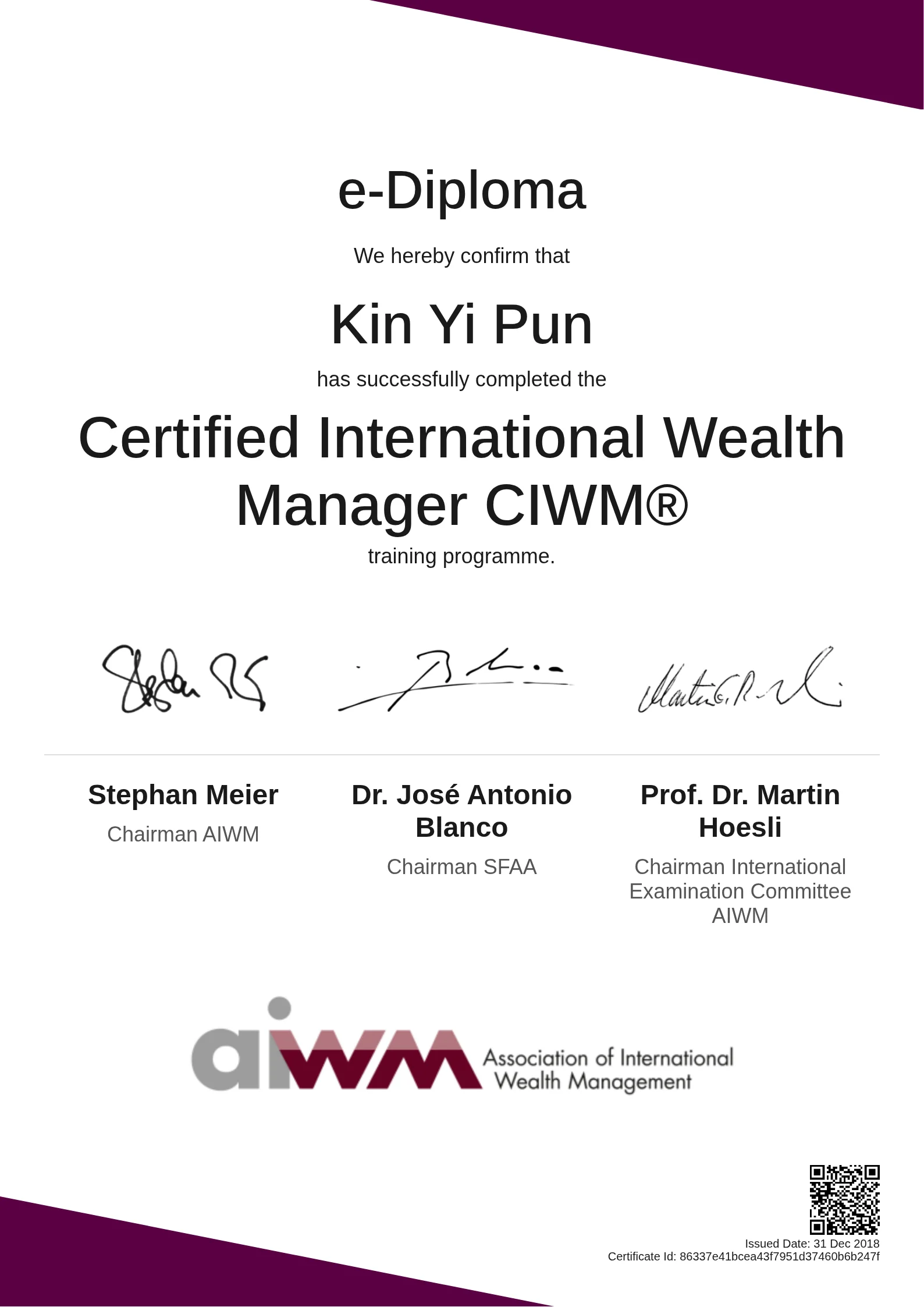 Kin Yi Pun | Certified International Wealth Manager CIWM®