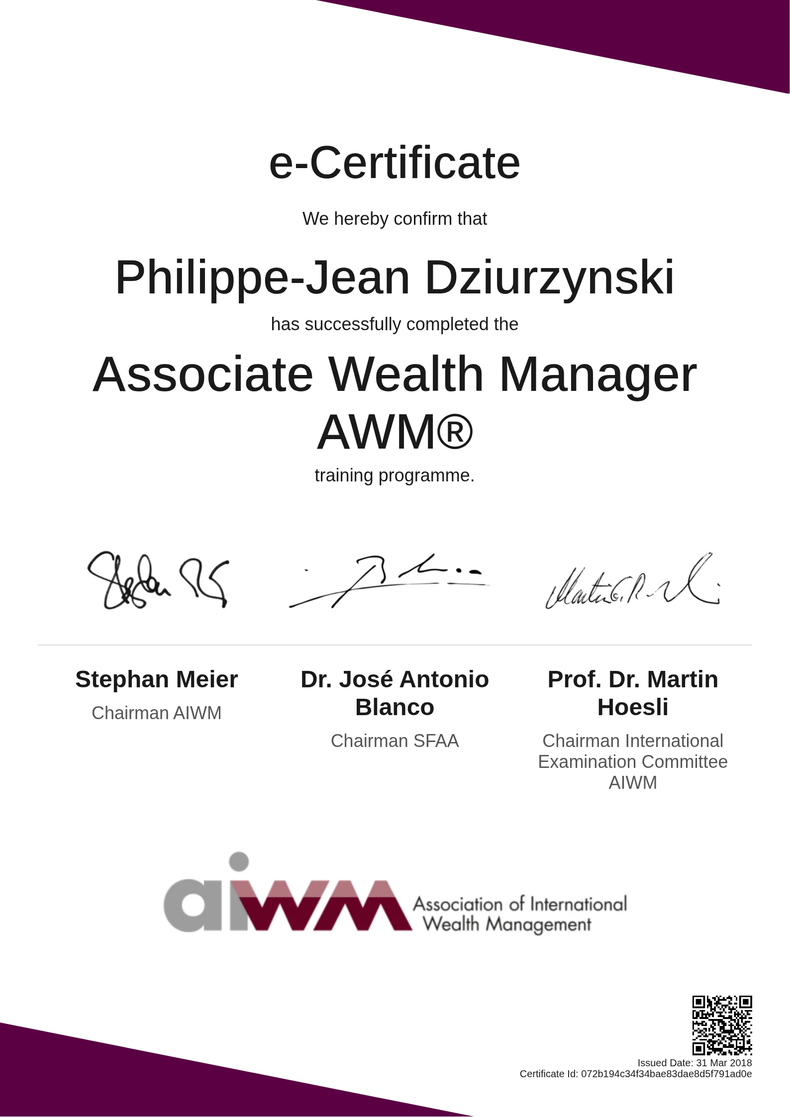  Philippe-Jean Dziurzynski | Associate Wealth Manager AWM®