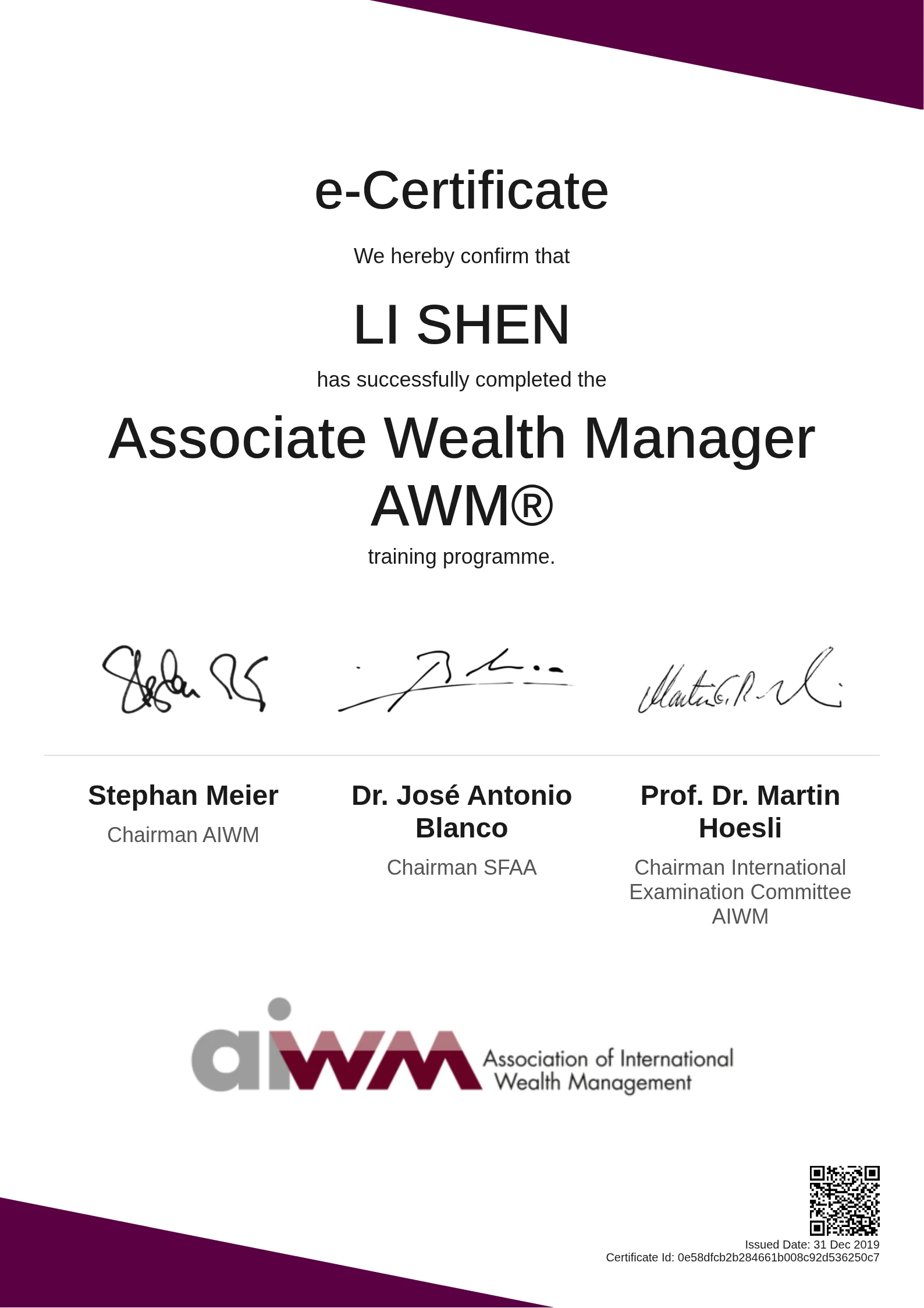  LI SHEN | Associate Wealth Manager AWM®