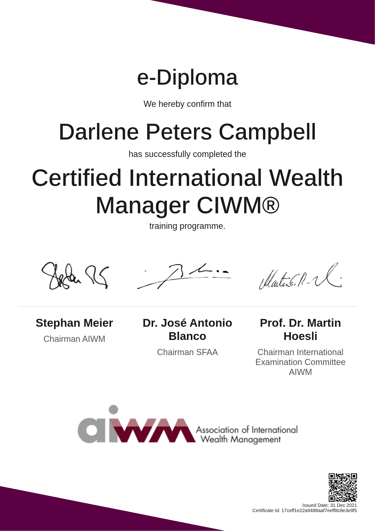  Darlene Peters Campbell | Certified International Wealth Manager CIWM®