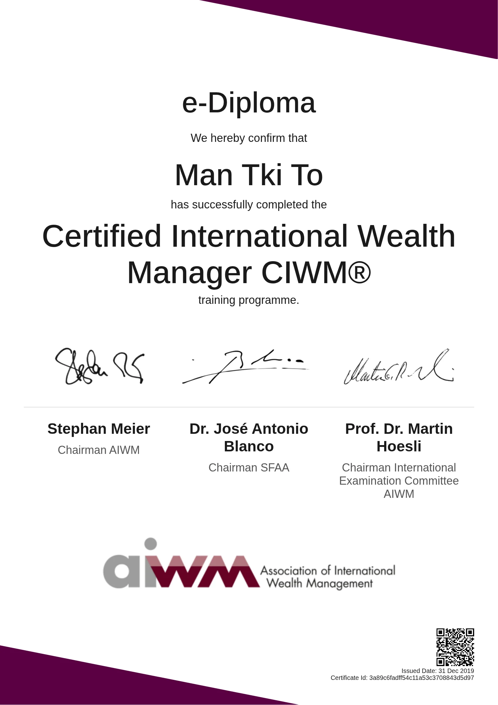  Man Tki To | Certified International Wealth Manager CIWM®