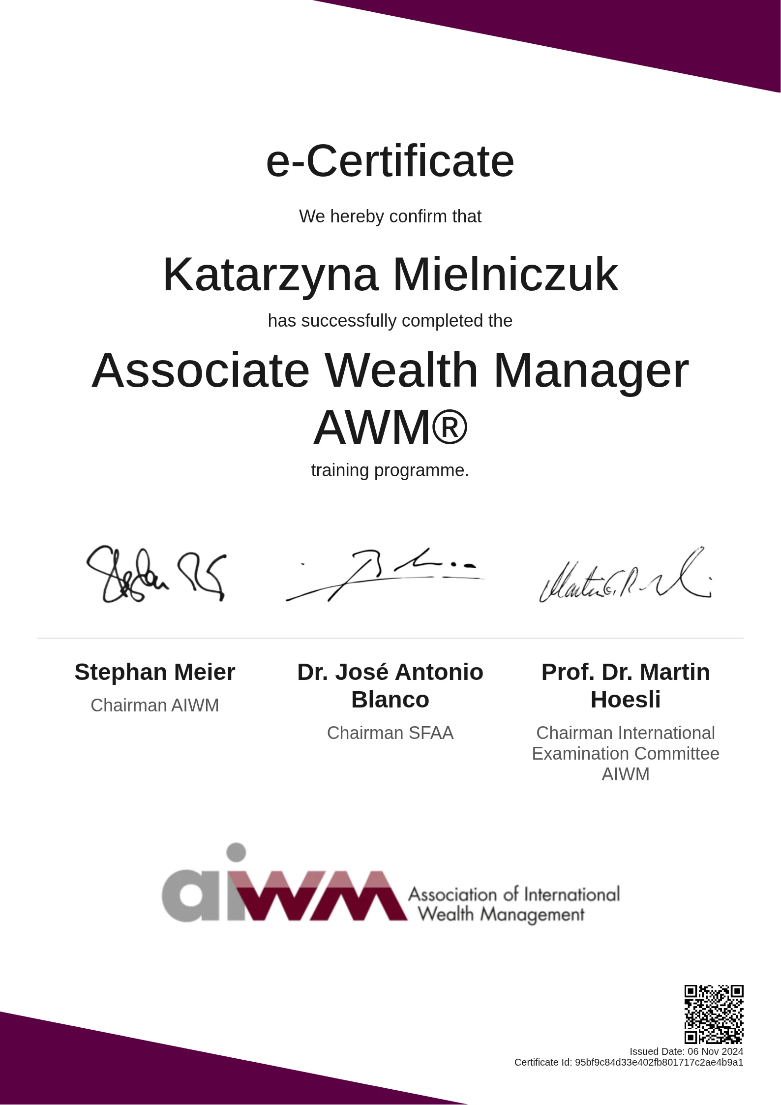  Katarzyna Mielniczuk | Associate Wealth Manager AWM®