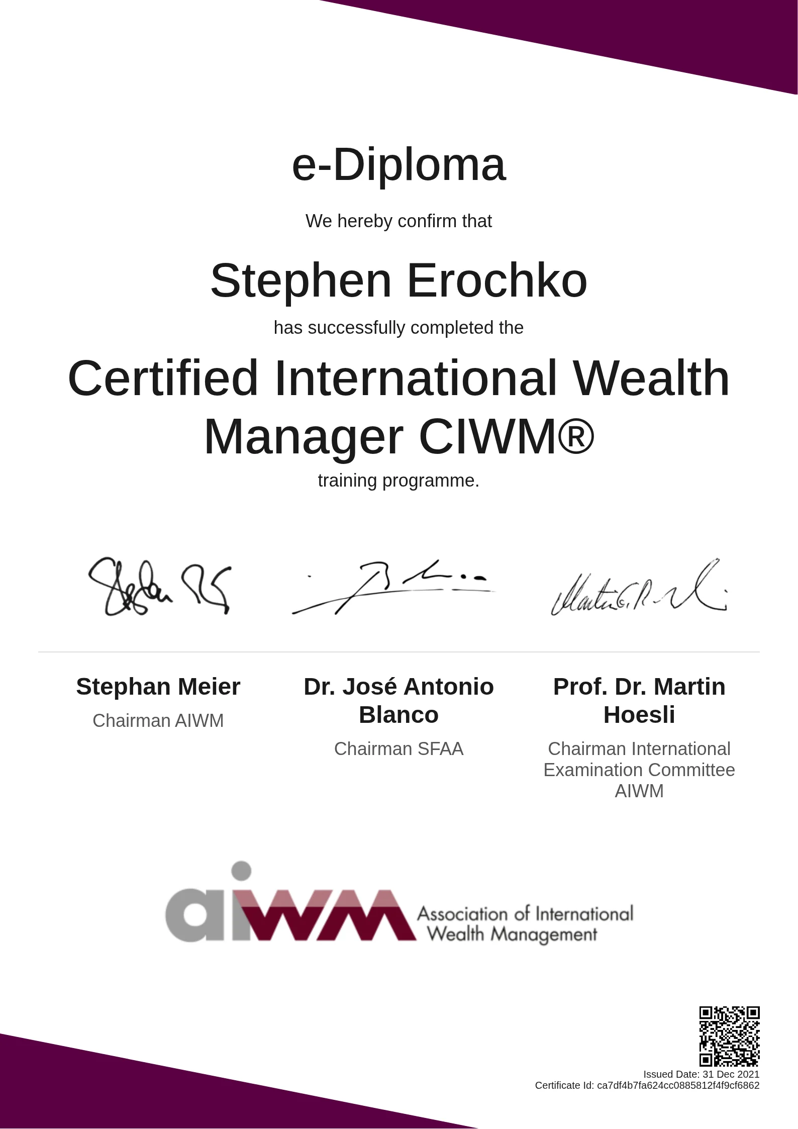  Stephen Erochko | Certified International Wealth Manager CIWM®