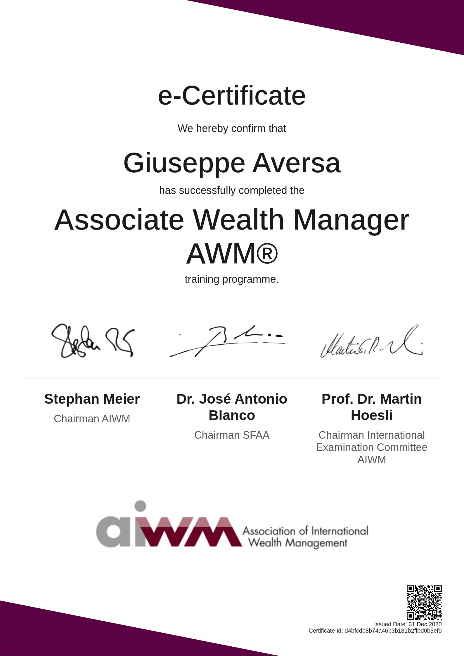  Giuseppe Aversa | Associate Wealth Manager AWM®