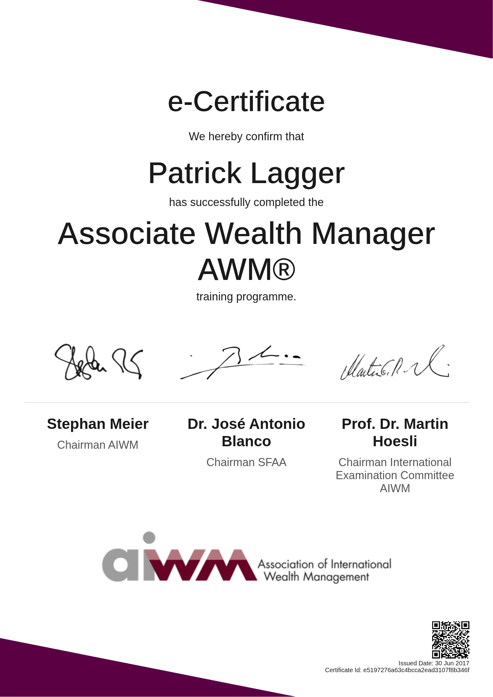  Patrick Lagger | Associate Wealth Manager AWM®