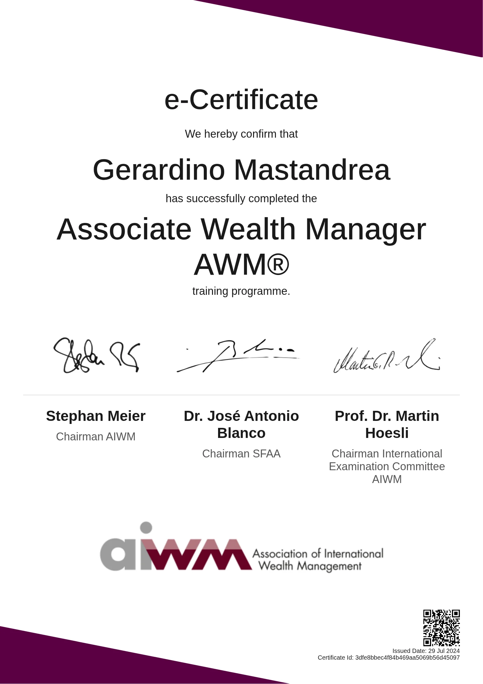 Gerardino Mastandrea | Associate Wealth Manager AWM®